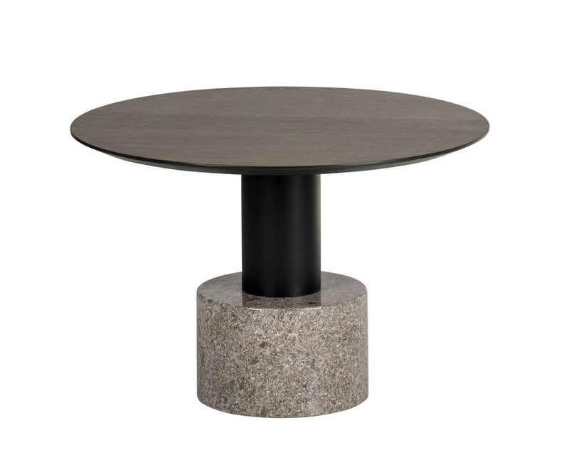 Livio Marble Round Coffee Table - Brown/Dark Grey