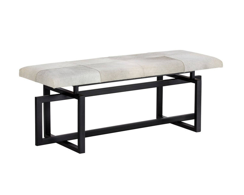 Boccea Leather Bench - Grey/Black