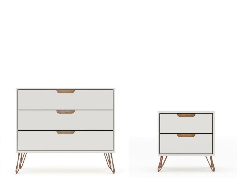 Nuuk 3-Drawer Dresser and Night Table Set - Off White/Nature