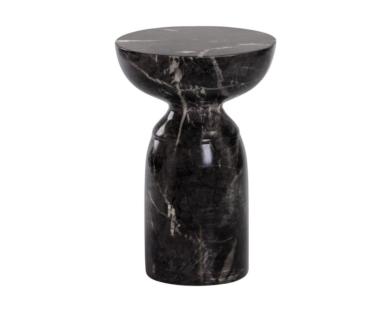 Kaima Concrete Marble Look Indoor/Outdoor Accent Table - Black