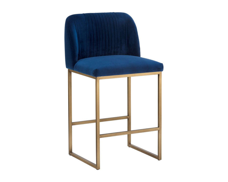 Carso Counter Height Stool - Blue/Brass