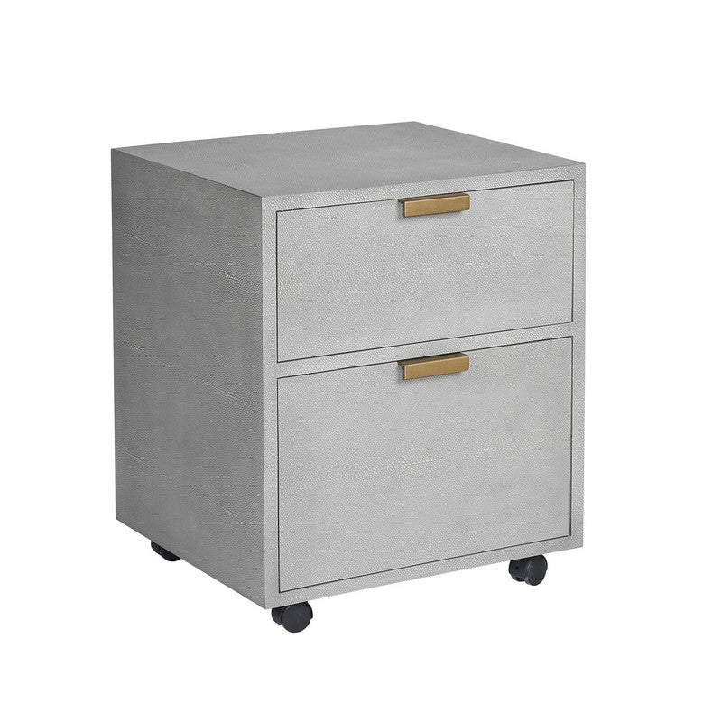 Treviri Leather File Cabinet - Faux Brass