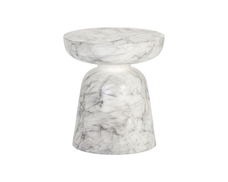 Stoneleigh Concrete Marble Look Indoor/Outdoor Accent Table - White