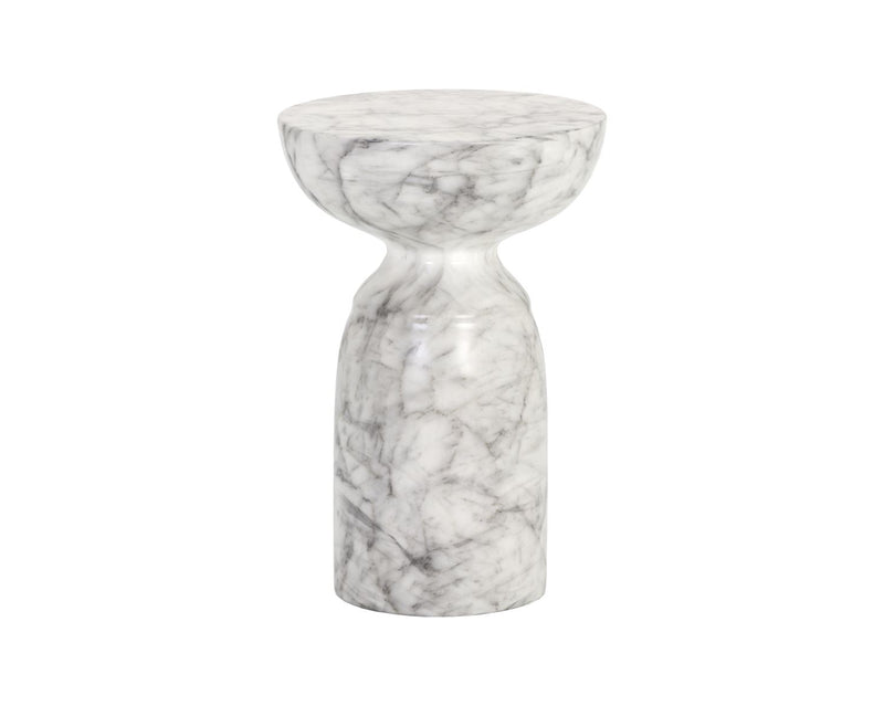 Kaima Concrete Marble Look Indoor/Outdoor Accent Table - White