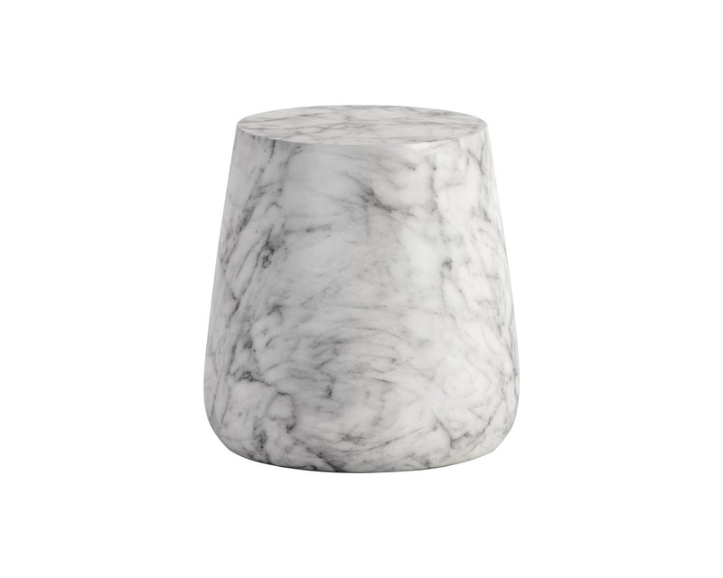Leo Concrete Marble Look Indoor/Outdoor Accent Table - White