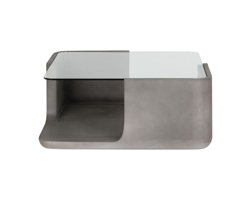 Daru Glass/Concrete Indoor/Outdoor Coffee Table - Grey