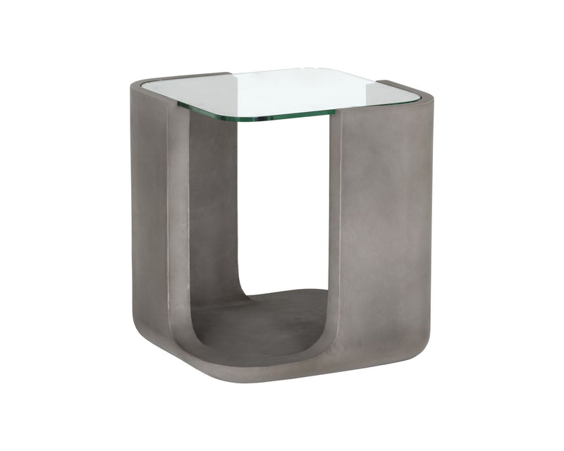 Daru Glass/Concrete Indoor/Outdoor Accent Table - Grey
