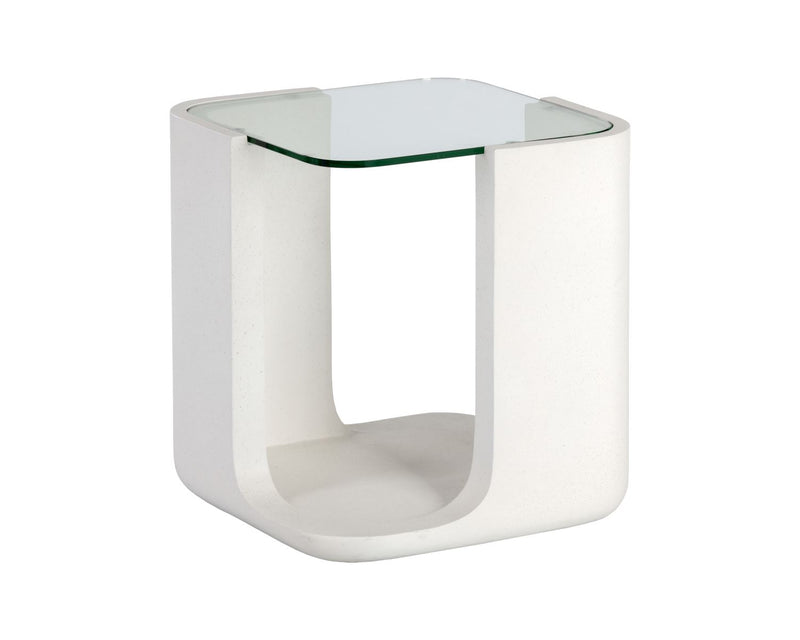 Daru Glass/Concrete Indoor/Outdoor Accent Table - White