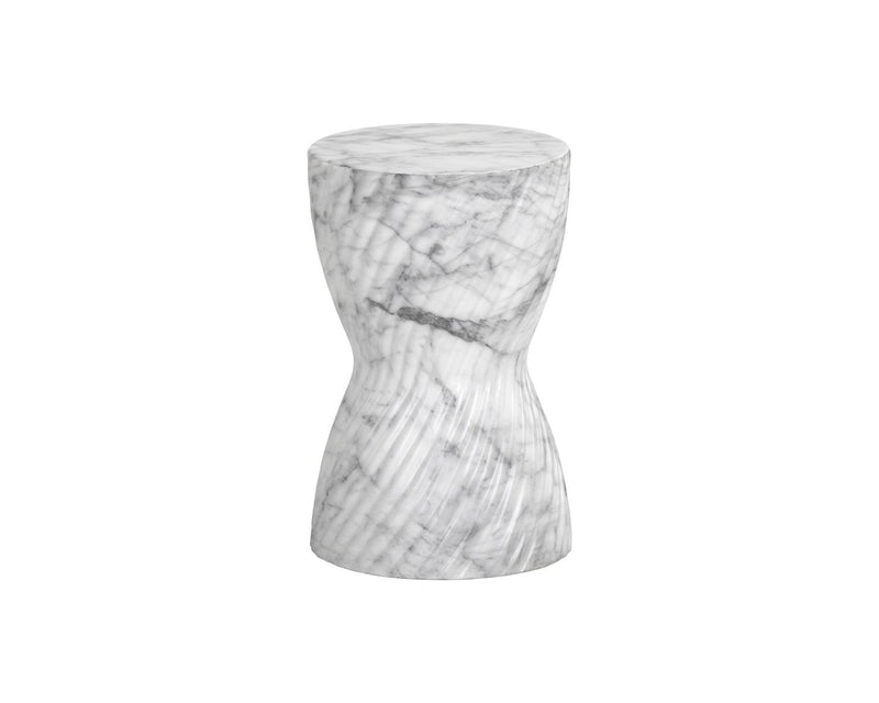 Lunsar Concrete Marble Look Indoor/Outdoor Accent Table - White
