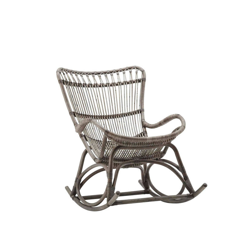 Klyne Natural Rattan Rocking Chair - Grey