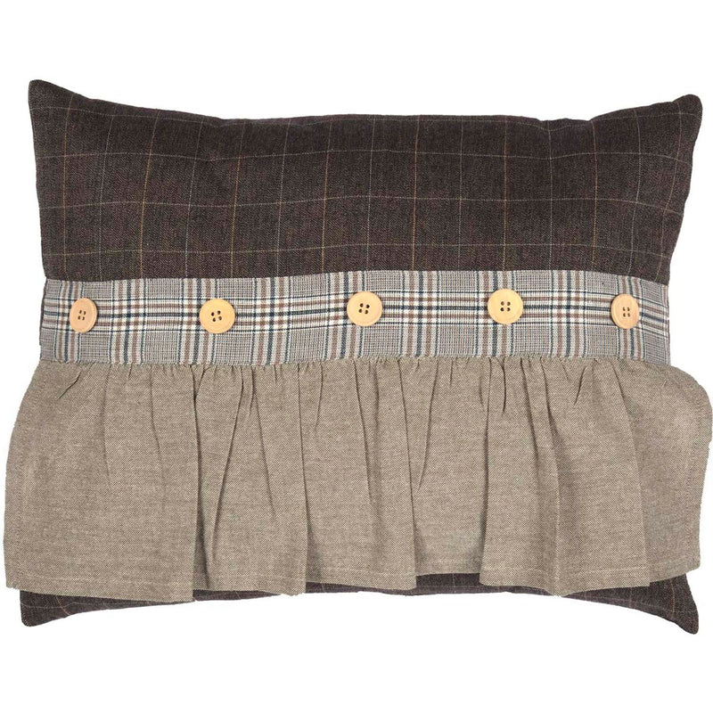 Calais 14 x 18 Ruffled Pillow - Ebony/Grey