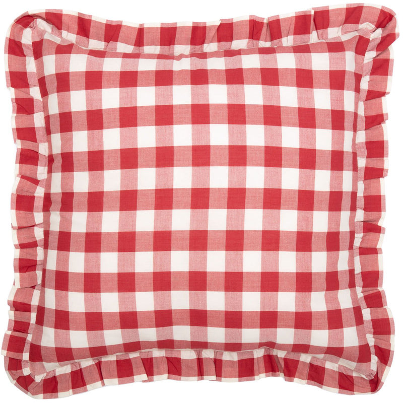 Kuna 18 x 18 Ruffled Pillow - Red/White