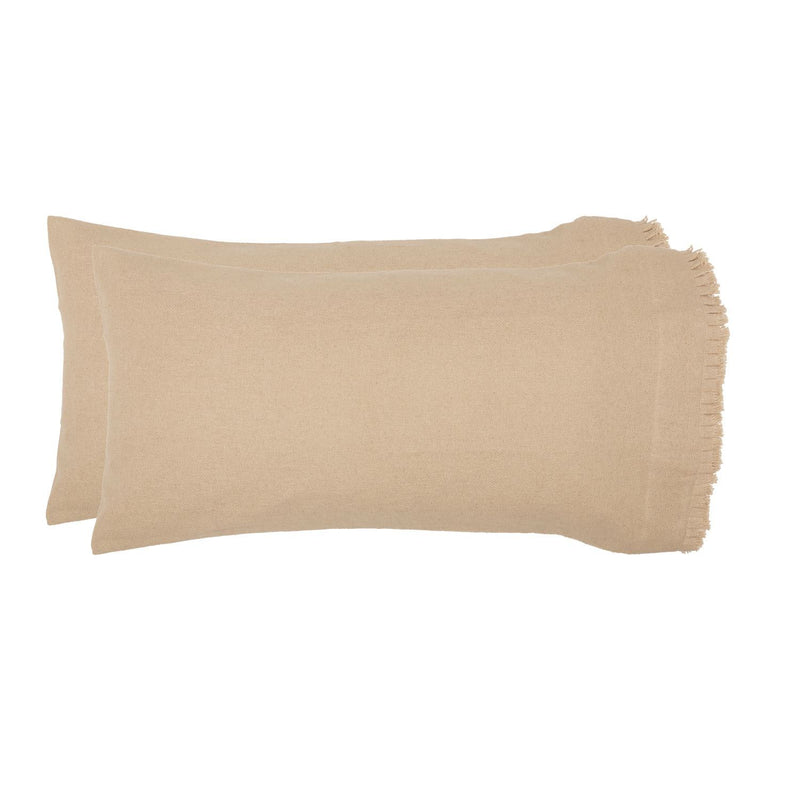 Athol King Ruffled Pillow Case - Vintage Tan - Set of 2