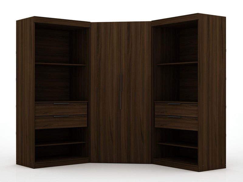 Oulu Semi-Open 3-Piece Modular Corner Wardrobe - Brown