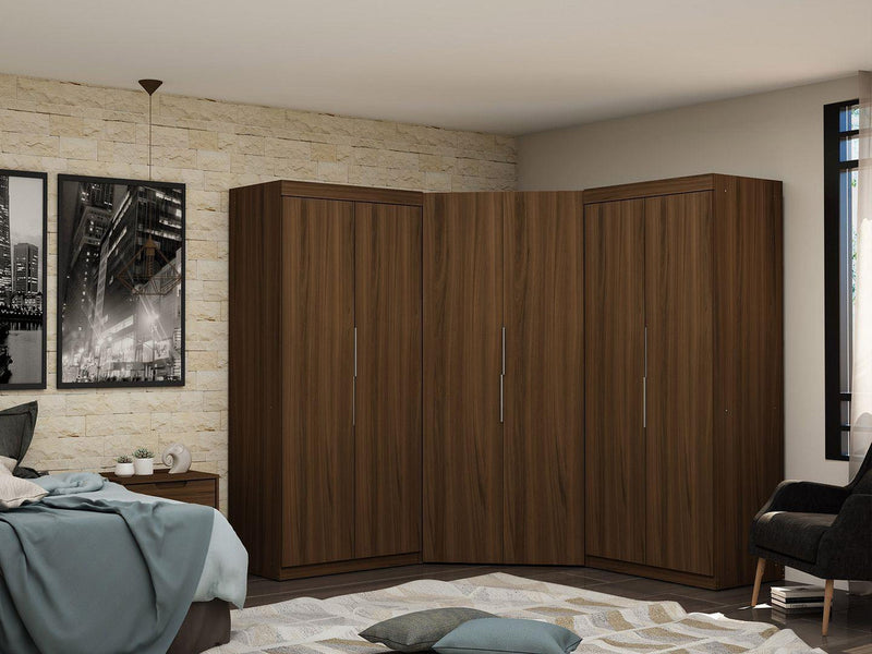 Oulu 3-Piece Modular Corner Wardrobe - Brown