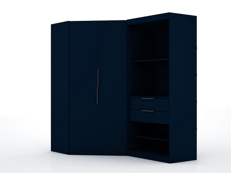 Oulu Semi-Open 2-Piece Modular Corner Wardrobe - Midnight Blue