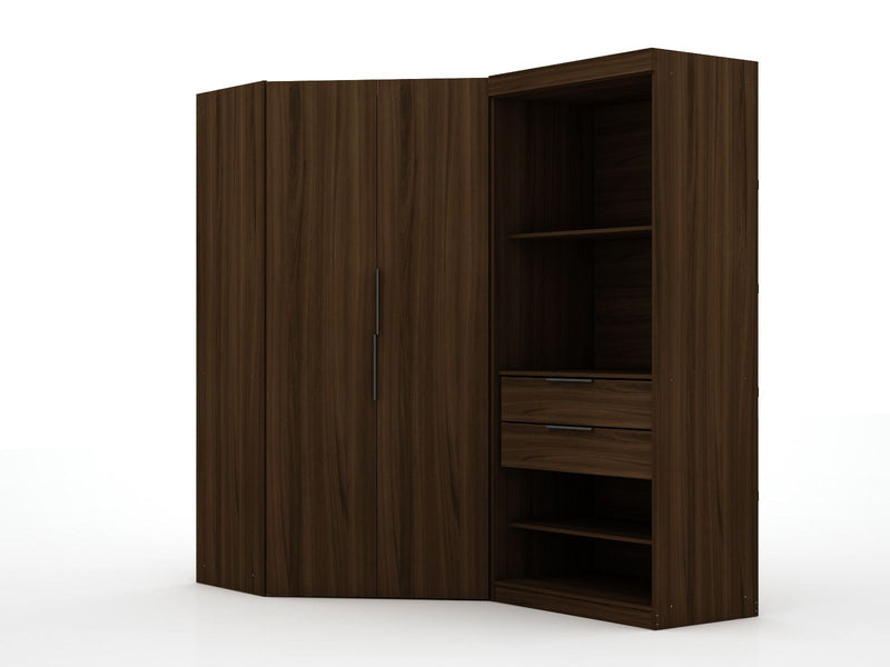 Oulu Semi-Open 2-Piece Modular Corner Wardrobe - Brown