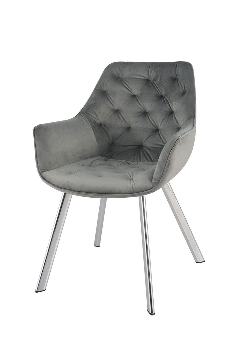 Miller Dining Arm Chair - Grey/Chrome