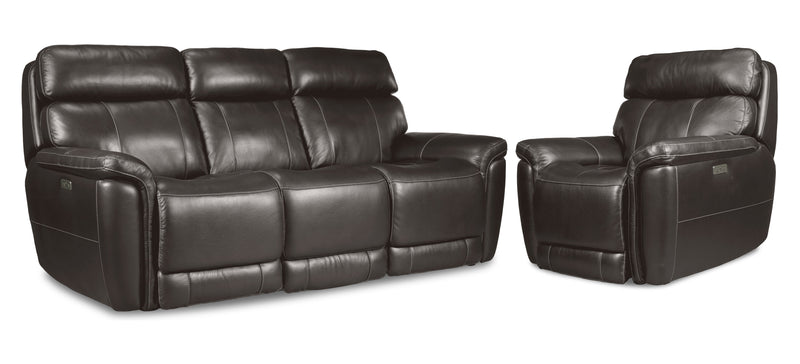 Zane Dual Power Reclining Sofa and Chair Set - Dark Grey