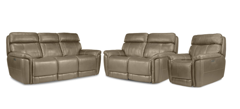 Zane Dual Power Reclining Sofa, Loveseat and Chair Set - Pebble
