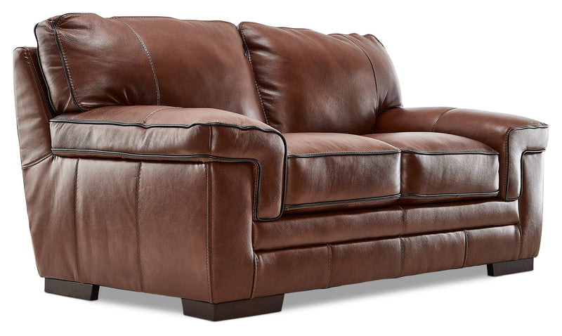Colton Genuine Leather Sofa and Loveseat Set - Cognac | Furniture.ca
