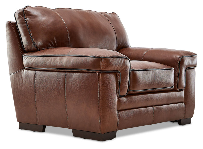 Colton Genuine Leather Chair - Cognac