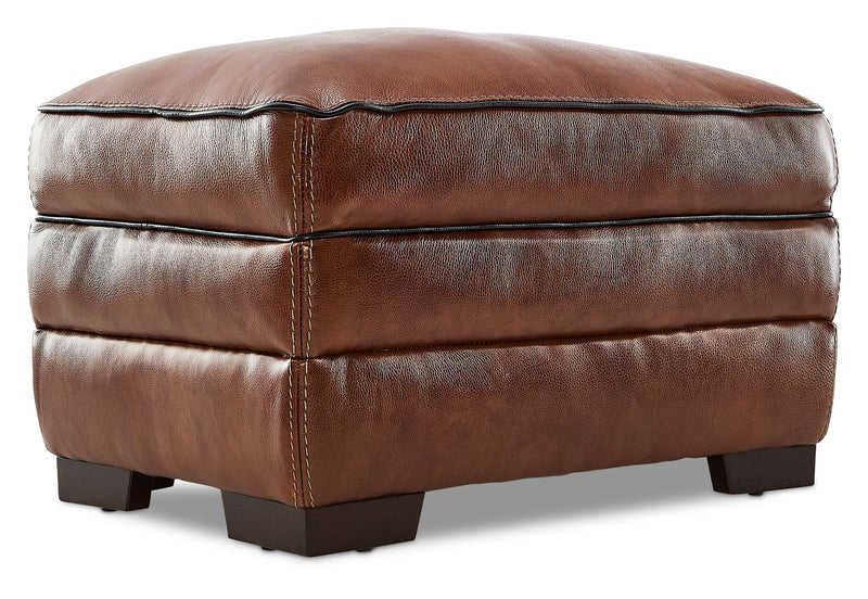 Colton Genuine Leather Ottoman - Cognac