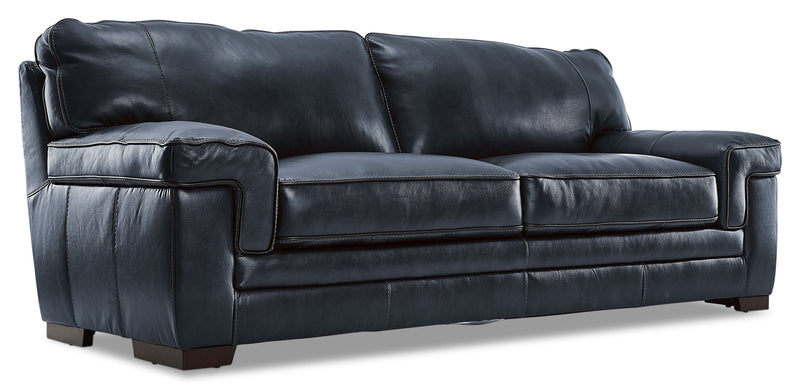 Colton Genuine Leather Sofa - Cobalt