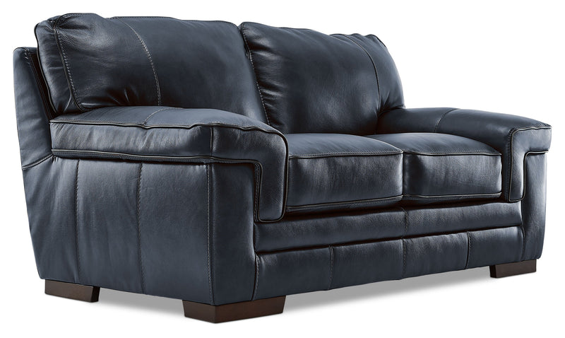 Colton Genuine Leather Loveseat - Cobalt