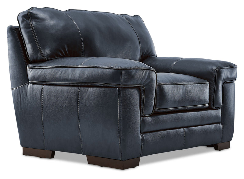 Colton Genuine Leather Chair - Cobalt