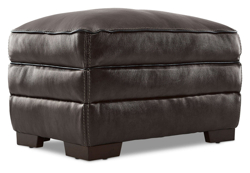 Colton Genuine Leather Ottoman - Hazelnut