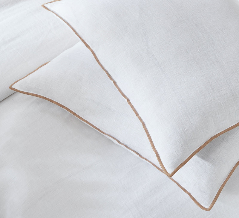Temploux Linen King Pillow Case - Set of 2 - White/Natural