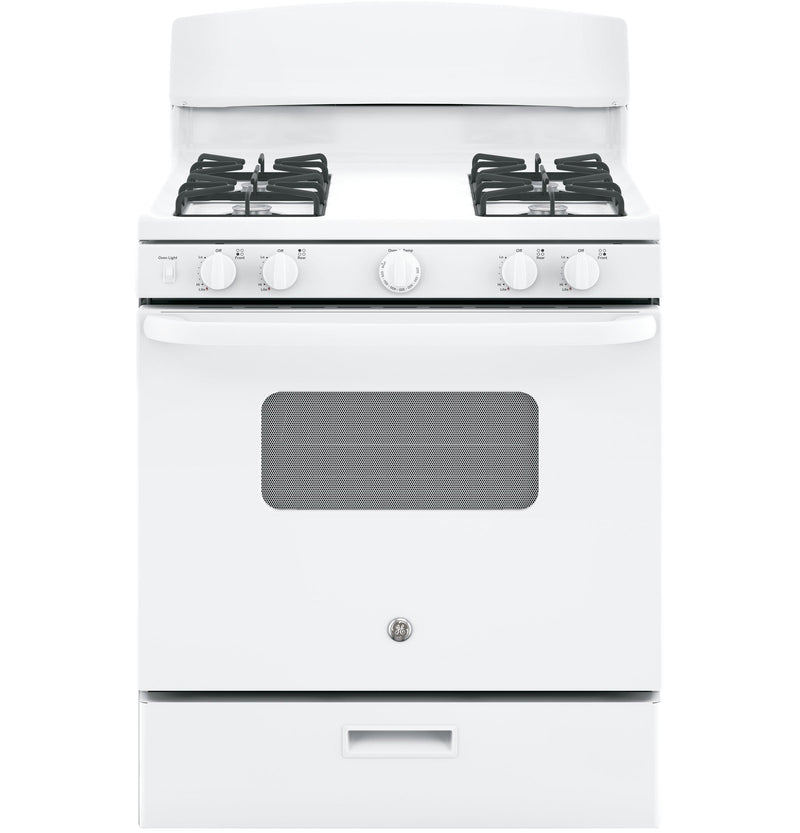 GE White Freestanding Gas Range (4.8 Cu. Ft.) - JCGBS10DEMWW