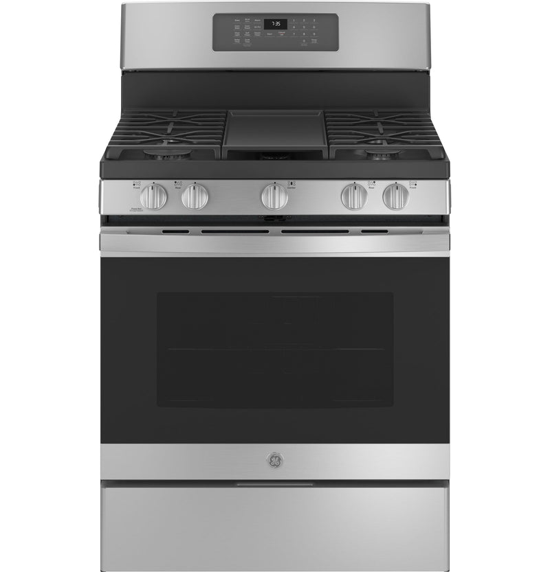 GE Stainless Steel 30" Freestanding Gas Convection Range with Air Fry (5.0 Cu.Ft.) - JCGB735SPSS