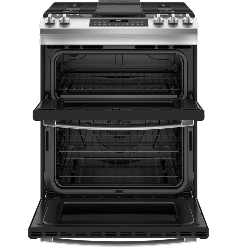 GE Stainless Steel 30" Slide-In Double-Oven Gas Range (6.7 Cu.Ft.) - JCGSS86SPSS