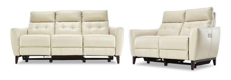 Trico Dual Power Reclining Sofa and Loveseat Set - Colby Stone