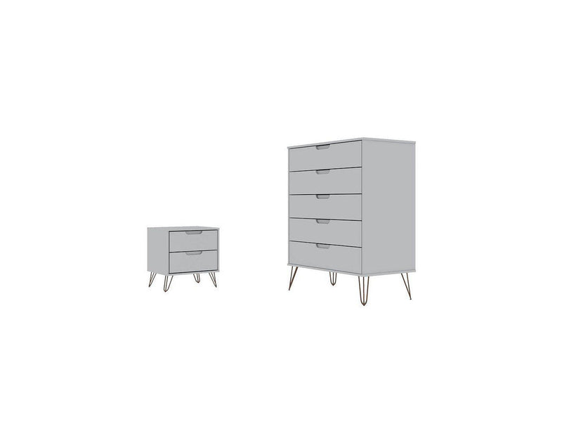 Nuuk 5-Drawer Dresser and Night Table Set - White