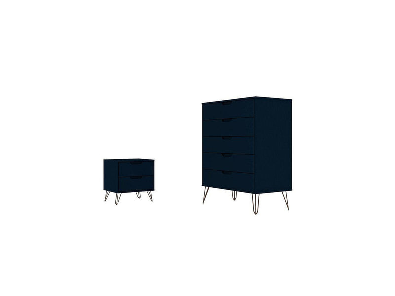 Nuuk 5-Drawer Dresser and Night Table Set - Midnight Blue