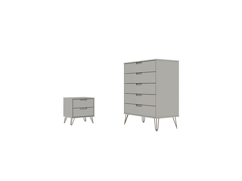 Nuuk 5-Drawer Dresser and Night Table Set - Off White