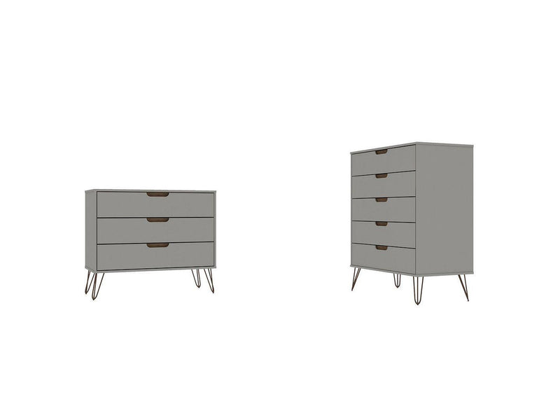 Nuuk 5-Drawer Dresser and 3-Drawer Dresser Set - Off White/Nature