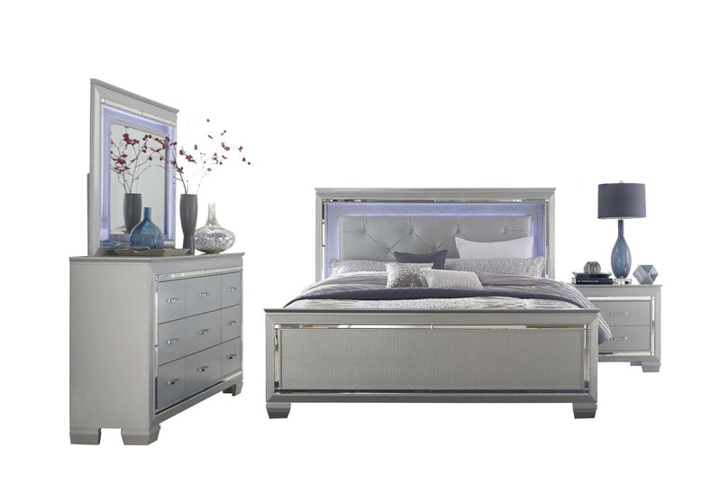 Mayall 6-Piece Queen Bedroom Set with LED Lighting - Silver