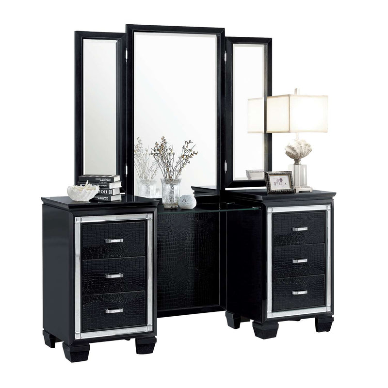 Mayall Vanity Dresser with Mirror - Black