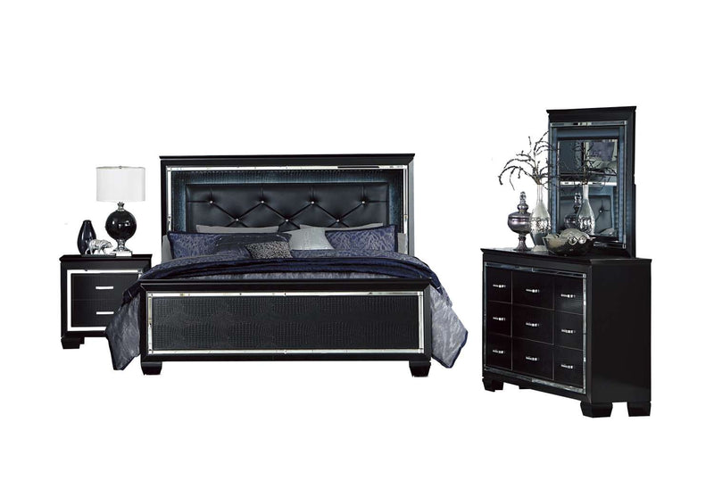 Mayall 6-Piece King Bedroom Set with LED Lighting - Black