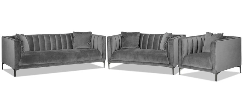Taylin Sofa, Loveseat and Chair Set - Light Grey