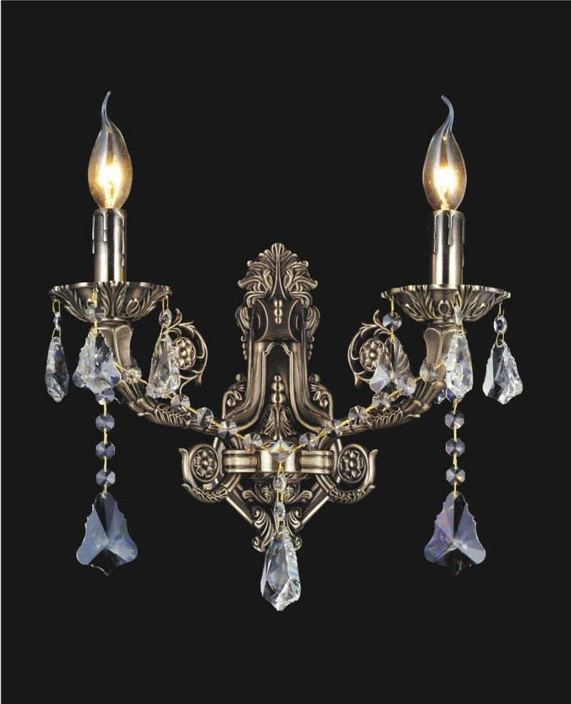 Brass 2 Light Wall Sconce - Black