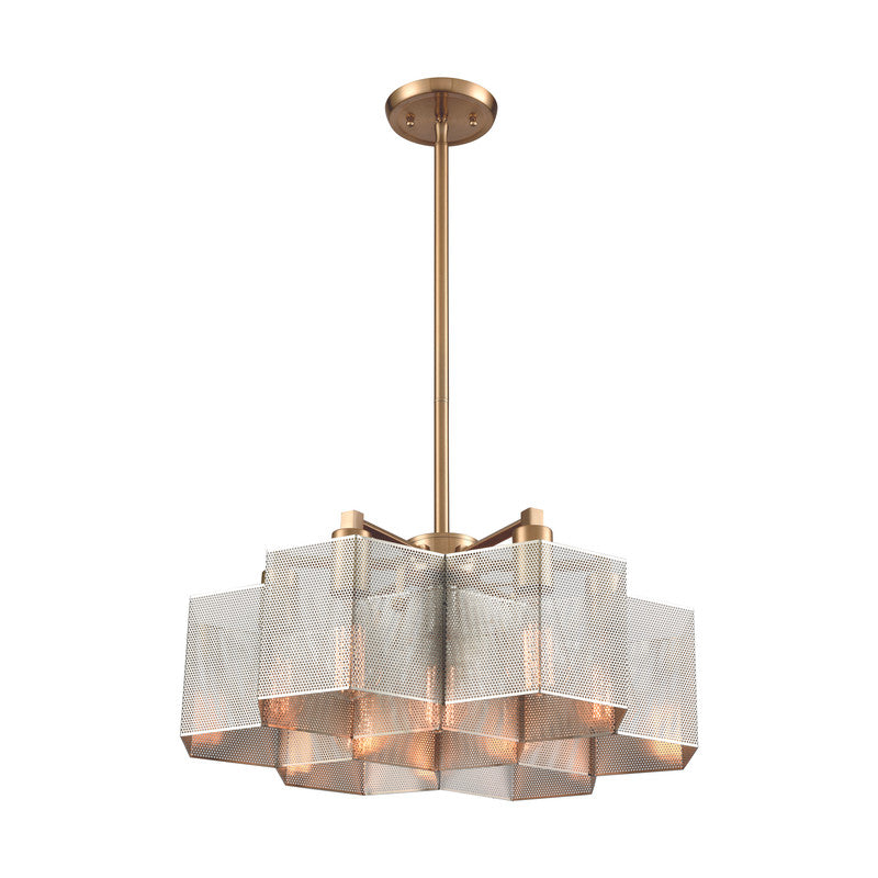 Catu I 7-Light Chandelier - Satin Brass/Polished Nickel