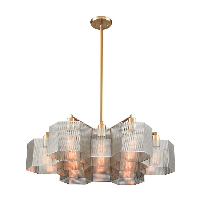 Catu I 13-Light Chandelier - Satin Brass/Polished Nickel