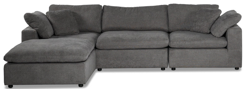 Millhaven 4-Piece Modular Sectional with Ottoman - Grey