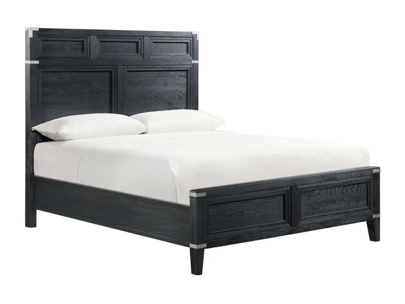 Seattle Queen Bed - Weathered Oak and Black