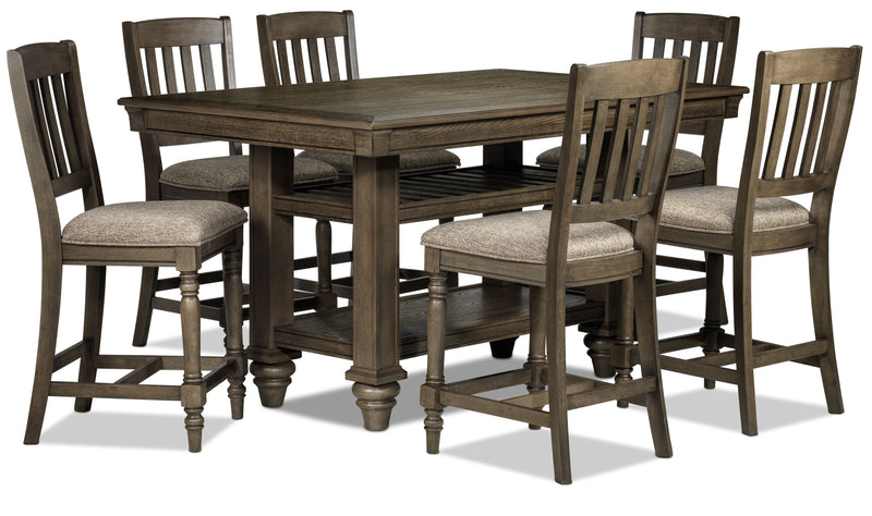 Lynnhaven 7-Piece Counter-Height Dining Room Set - Roasted Oak